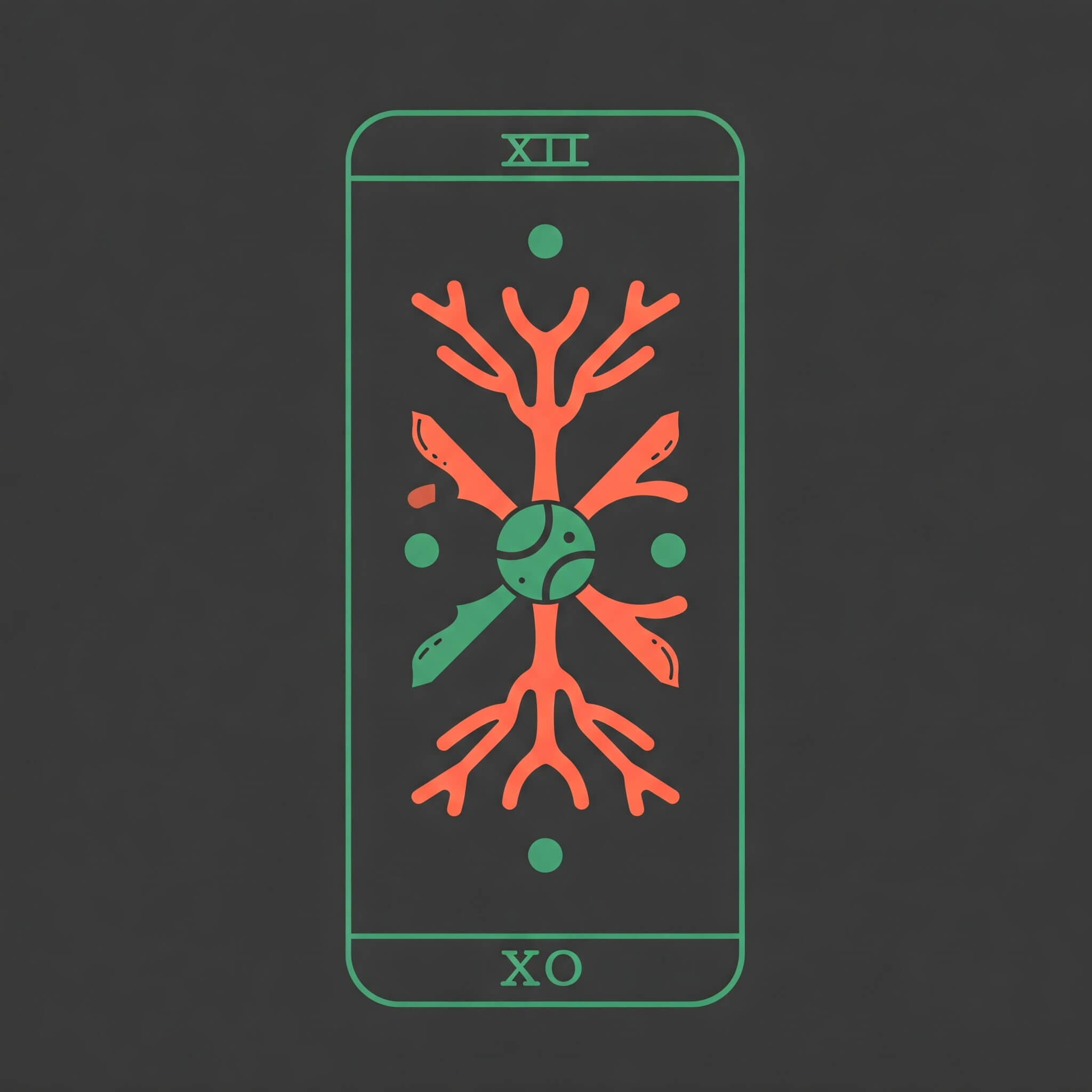 Stilisierte Tarotkarte in Emerald-Grün
